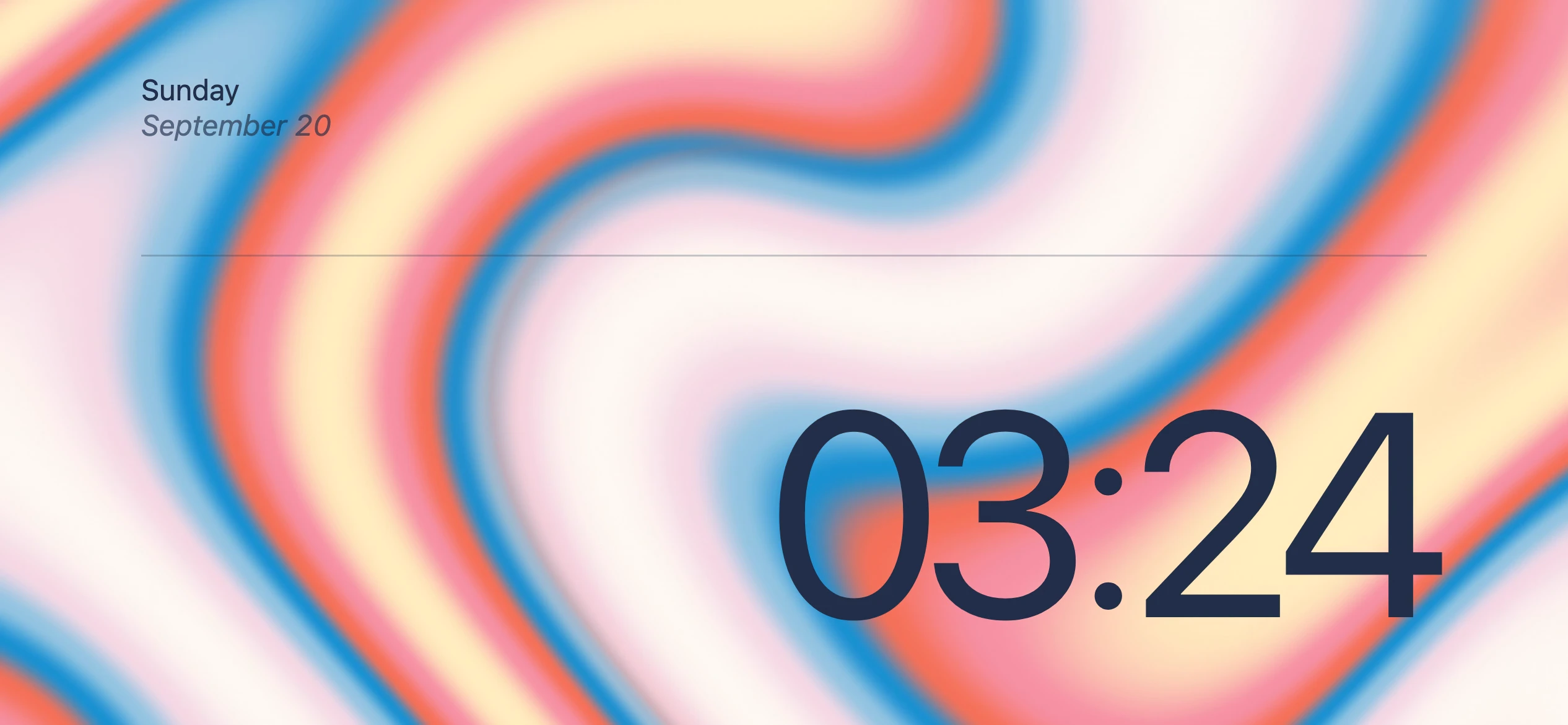 Sunday clock as its controls fade away, leaving the animated display