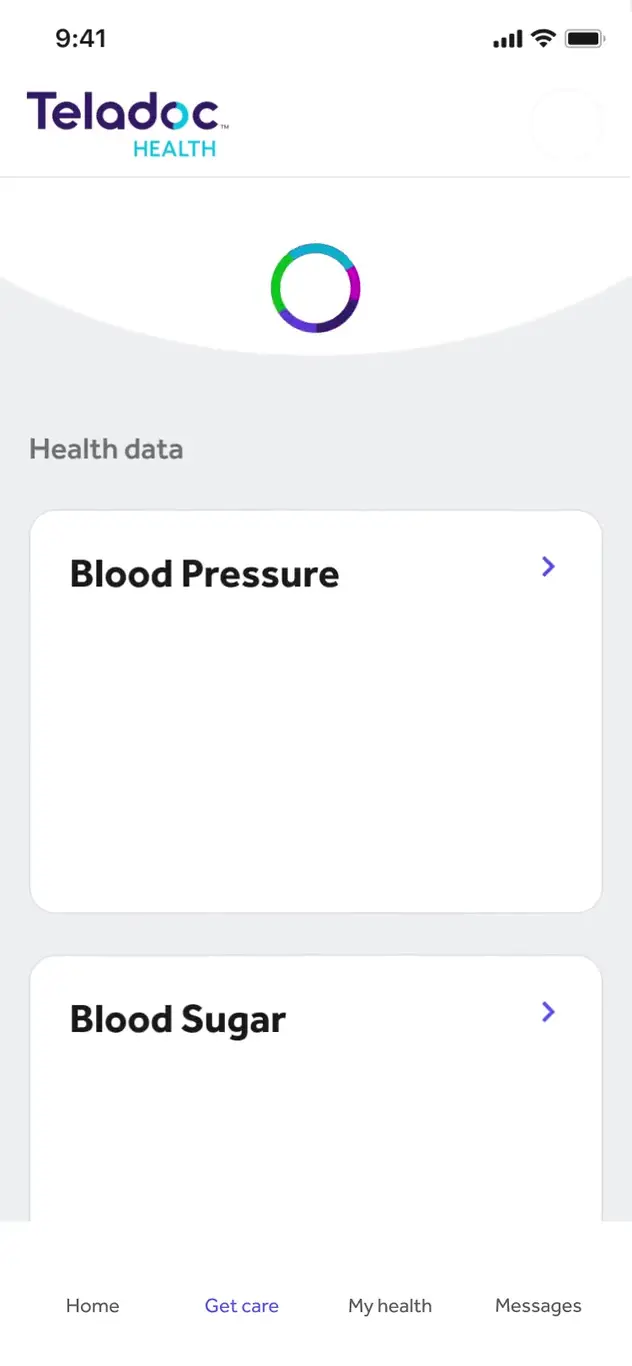 Pull-to-refresh animation on the Teladoc health dashboard